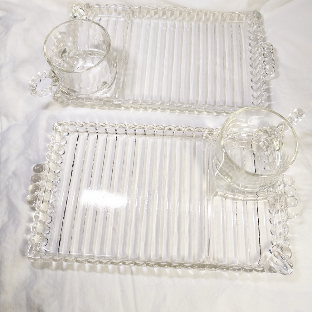 Hazel Atlas MCM Sip N Smoke Luncheon Tray Set Ball & Rib Smoke Sip & Snack. - Picture 9 of 9